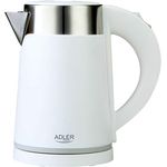 Adler - Kompakter Edelstahl Wasserkocher 0,6 L - Elektrischer Mini Reisewasserkocher Weiß - Kabellos und Schnellkochend - Ideal für Camping und Unterwegs - Intelligenter Kettle für ältere Menschen