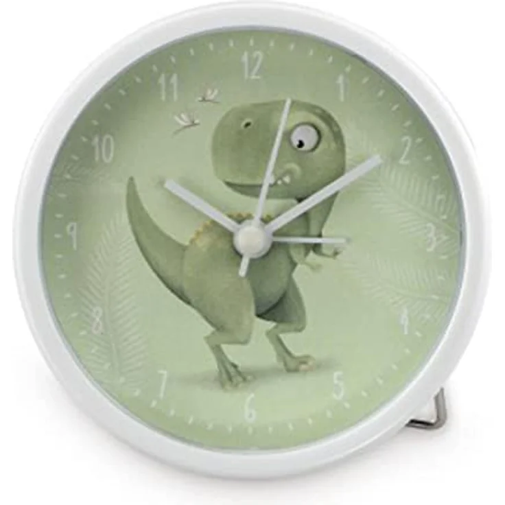 Hama Kinderwecker „Happy Dino“ ohne Ticken (Kinderuhr mit Dino Motiv, Wecker batteriebetrieben, einstellbare Alarmzeit, ideal auch als Lernuhr) grün - Preisvergleich – Bild 1