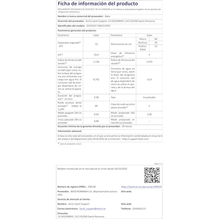 Beko DIS35023, Geschirrspüler, E, Geräuschemissionsklasse C, Geräuschemissionen 49 Dezibel – Bild 10