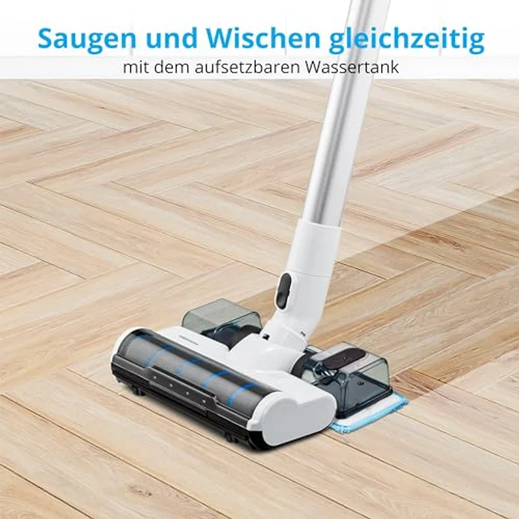 MEDION P400 W Stabstaubsauger mit Wischfunktion (kabellos, beutellos, Zyklon-Technologie, 400 Watt, 2in1 Stielstaubsauger Handstaubsauger, Akku, Staubsensor, HEPA H13, LED Touch Display, Bürstenrolle) – Bild 4