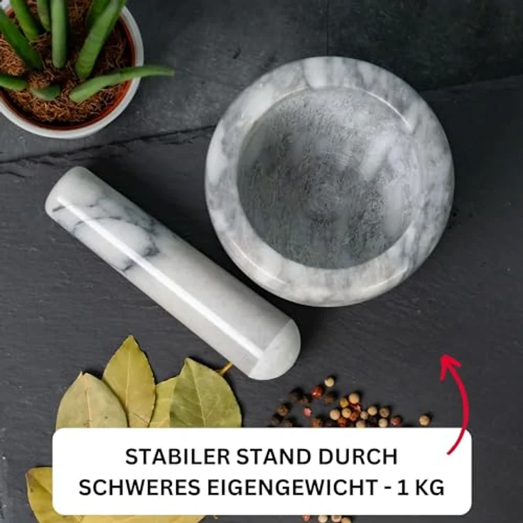 Westmark Mörser mit Stößel, Marmor, Innendurchmesser: 7,5 cm, Gourmet, Weiß-Grau, 69592260 – Bild 5