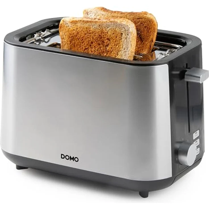 DOMO DO966T Toaster - für 2 Toasts - mit eingebautem Brötchenaufsatz - Edelstahl - 900 W – Bild 1