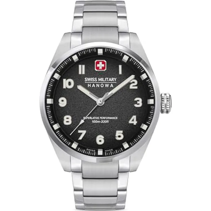 Swiss Military Hanowa Herren Analog Schweizer Quarzwerk Uhr mit Edelstahl Armband SMWGG0001503