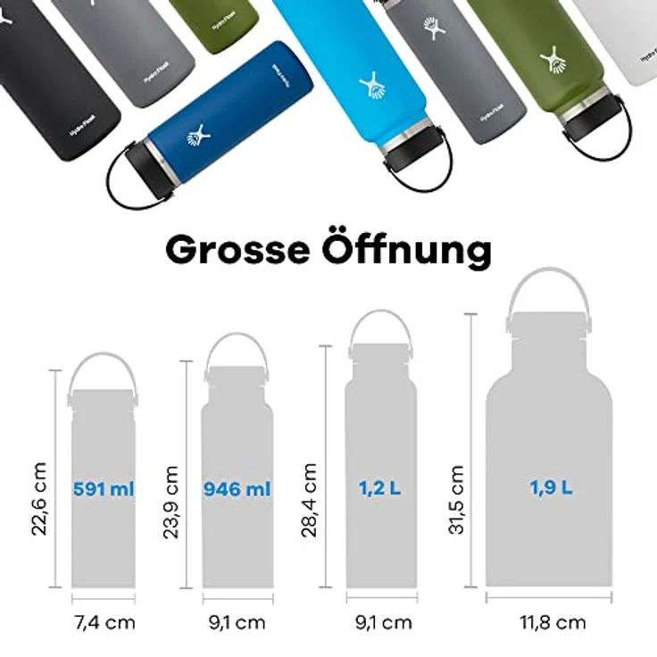 HYDRO FLASK - Trinkflasche 946ml (32oz) mit Flex Straw Deckel - Vakuumisolierte, Wiederverwendbare Flasche aus Edelstahl - Auslaufsicherer Deckel - Weite Öffnung - Black – Bild 4