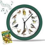 Wanduhr mit Vogelstimmen STARLYF Birdsong Clock, Wanduhr mit echten Klängen von 12 verschiedenen Vögeln, Stummschaltplan in der Nacht, 25x25cm,Natürlicher Charme für Dein Zuhause
