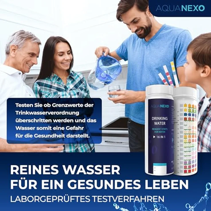 Aquanexo 125 Wassertester Trinkwasser Teststreifen 16-in-1 Trinkwassertest pH Wasserhärte – Bild 8