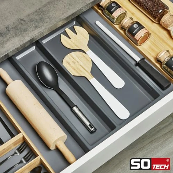 Orga-Box SEPARADO Individual Schubladeneinsatz schiefergrau genarbt (300 x 474 x 51 mm) - Für große Küchenutensilien ab 40cm Schrankbreite – Bild 3