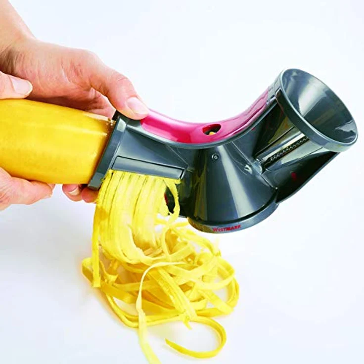 Westmark Gemüse-Spiralschneider Hand, mit 3 Schneidkegeln und Restehalter, Rostfreier Edelstahl/Kunststoff, Triolo, Anthrazit/Rot, 11652260 – Bild 5