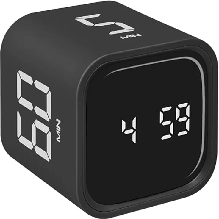 TFA Dostmann Würfel Timer Mini Cube 38.2061, vielseitiger digitaler Küchen-, Sport- und Bürotimer, schwarz, 5/10/30/60 Minuten einstellbar, inkl. Vibration- und Akustiksignal, Akku-betrieben – Bild 2