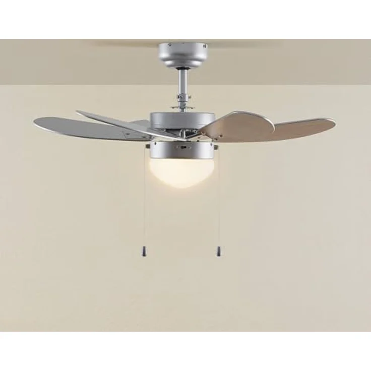 Lindby Deckenventilator Minja, silber mit Licht, leise, 78 cm, Rücklaufbetrieb – Bild 4