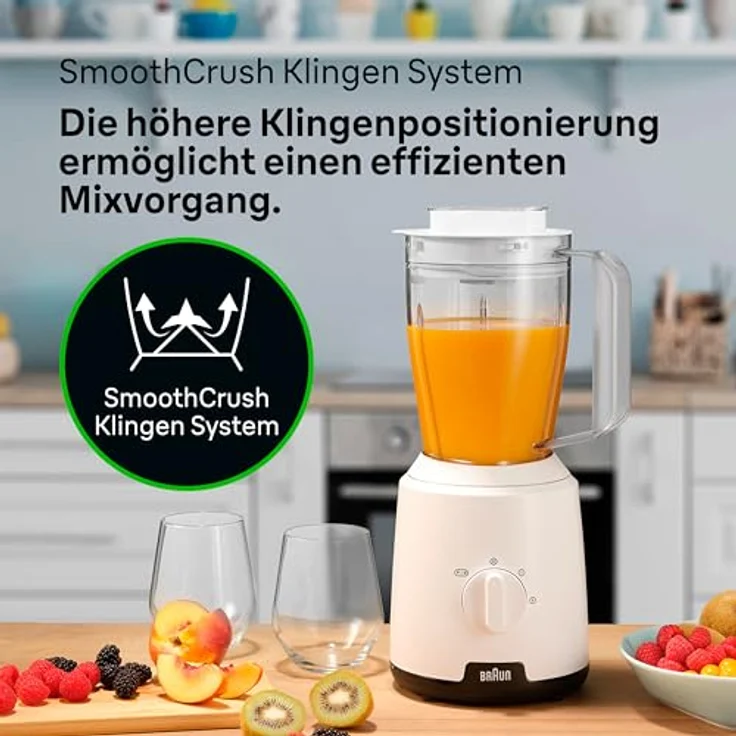 Braun PowerBlend 1 JB1000 Standmixer, 600 Watt, 1,5 Liter, 2 Geschwindigkeiten, weiß – Bild 6