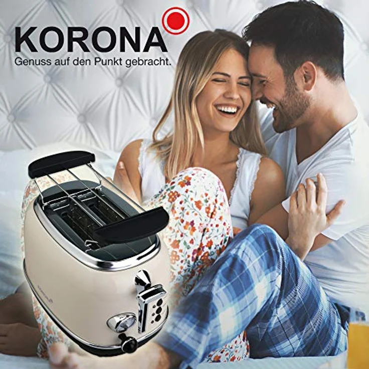 Korona 21666 Toaster, 2 Scheiben, Creme, Röstgrad-Anzeige, auftauen, rösten, aufwärmen, 810 Watt, Brötchen-Aufsatz, Krümel-Schublade, Brotscheiben-Zentrierung – Bild 3