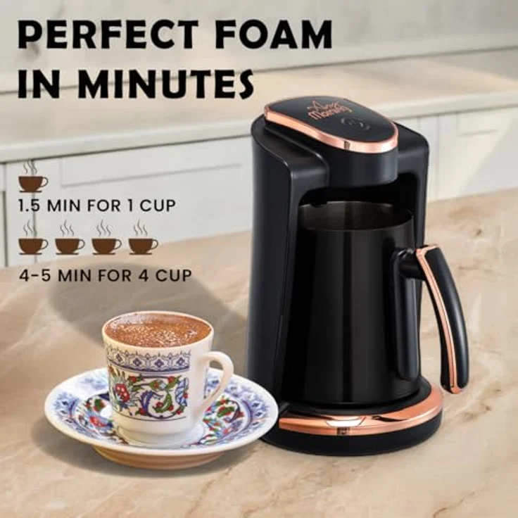 ANY MORNING French Press Kanne Türkische Kaffeemaschine, Edelstahl, 4 Tassen Kapazität, Sicherheitsfunktionen, 400W – Bild 5