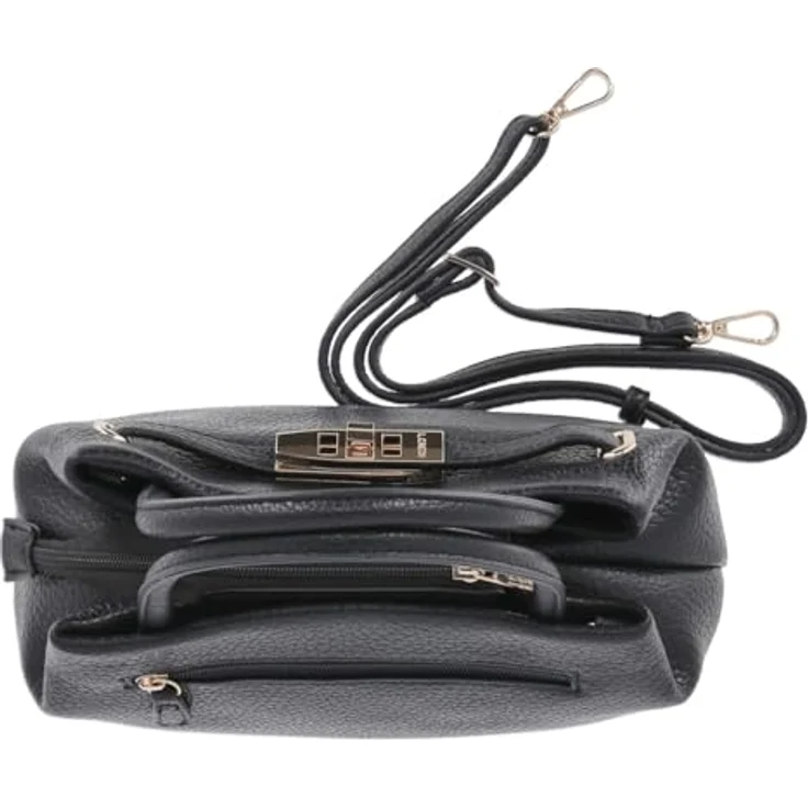 L.Credi Renate Schultertasche 27 cm, schwarz, 100% Polyurethan, 27 cm x 11 cm x 19.5 cm – Bild 5