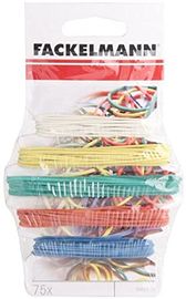 Fackelmann Gummiringe TECNO, Gummibänder, Haushaltsbänder, in 3 Größen (Farben: Rot, Gelb, Grün, Blau, Weiß), Menge: 75 Stück