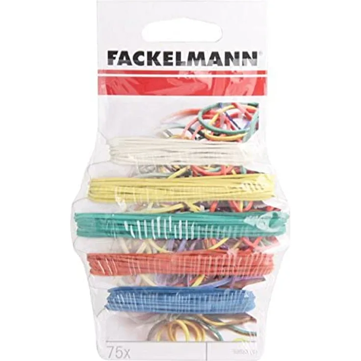 Fackelmann Gummiringe TECNO, Gummibänder, Haushaltsbänder, in 3 Größen (Farben: Rot, Gelb, Grün, Blau, Weiß), Menge: 75 Stück