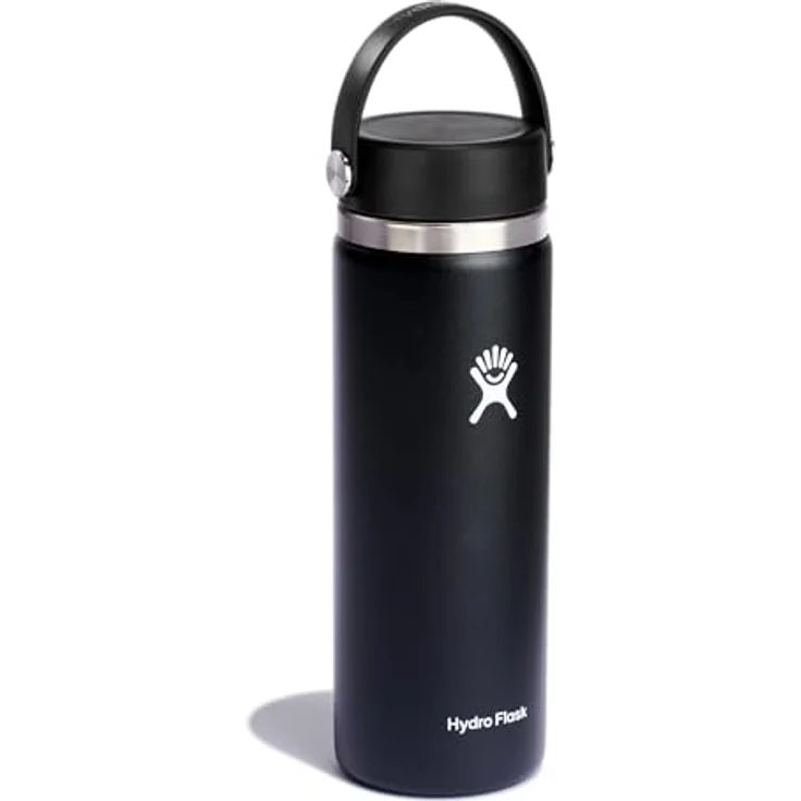 Hydro Flask Trinkflasche, Edelstahl und vakuumisoliert, große Öffnung mit auslaufsicherer Flex Cap, schwarz, 591ml (20 oz) – Bild 3