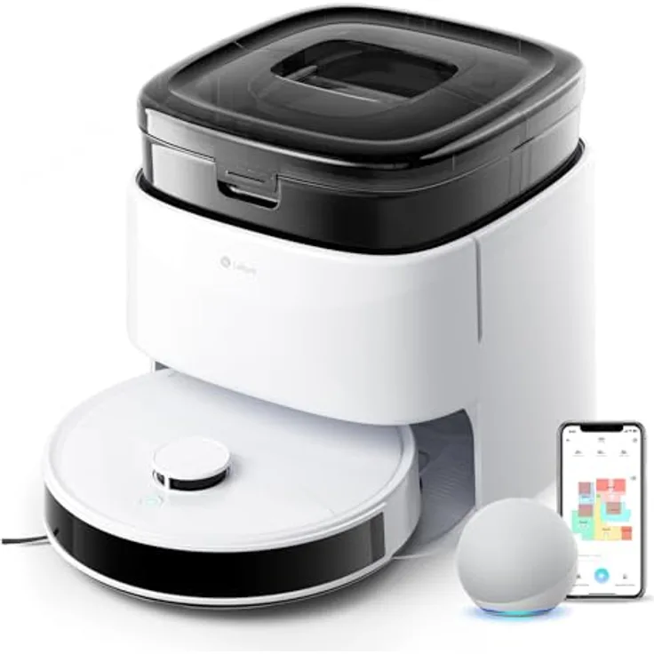 LEFANT M3 Saugroboter mit Wischfunktion, 12000 Pa Saugleistung, Automatische Staubentleerung, LiDAR Navigation, Teppicherkennung, App & Sprachsteuerung, 8 Wochen Hands-Free Reinigung, Schwarz