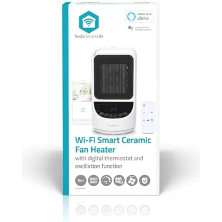 Nedis SmartLife Keramik-PTC-Heizlüfter - Wi-Fi - 1500 W - 2 Wärmeeinstellungen - Oszillation - Anzeige - 10-49 °C - Android/IOS – Bild 4