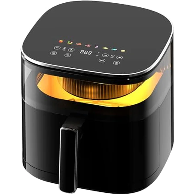 aeco TOUCH AirFryer 5,7 Liter, Heißluftfritteuse mit 270° beleuchtetem Sichfenster & digitalem Touch-Display, 1700 Watt, 80°-200° einstellbar, 8 Programme, inkl. Rezeptheft – Bild 2