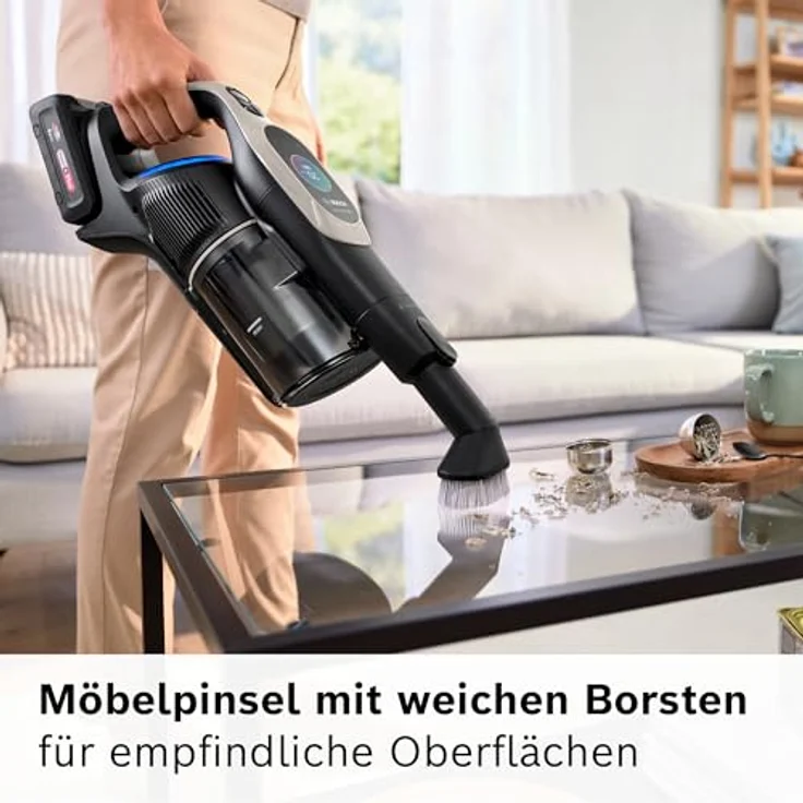 Bosch Hausgeräte Möbelpinsel Unlimited BHZUNGFB, 360° drehbares Gelenk, sanfte Reinigung für empfindliche Oberflächen, grau – Bild 2