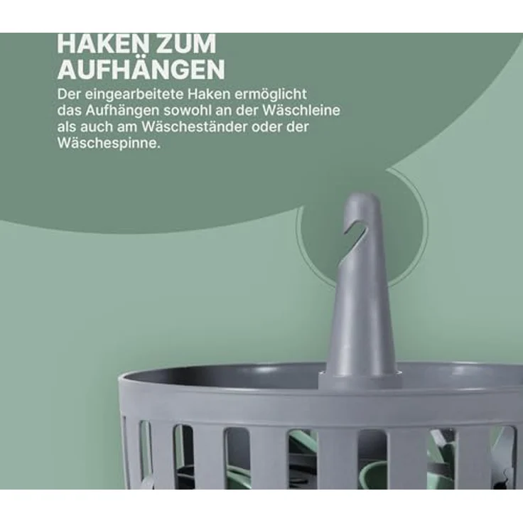 Pro Home Wäscheklammern Kunststoff Körbchen Ø19cm x 10cm, 30 Wäscheklammern mit Korb - Made in EU - Dekoklammer Fotoklammer, moderne Farben – Bild 3