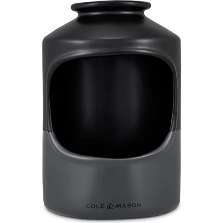 Cole & Mason H822136 Strethall Salzbehälter aus Keramik, Schwarz/Grau/Braun, 163mm x 110mm, Salzdose / Salztopf / Salzfass, 2 Jahre Garantie