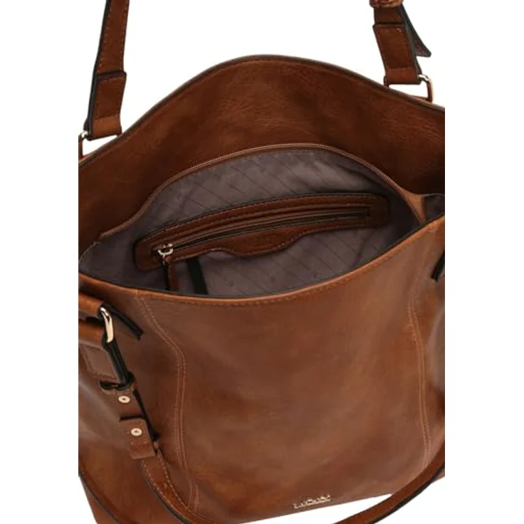 L.Credi Jana Schultertasche, 40 cm, Textil, mit Reißverschluss-Innentaschen, schwarz – Bild 5