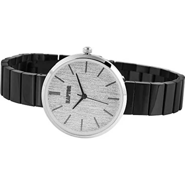 Raptor Damen-Uhr Edelstahl Armband Faltschließe Glitzer Analog Quarz RA10166 (schwarz/silberfarbig) – Bild 2