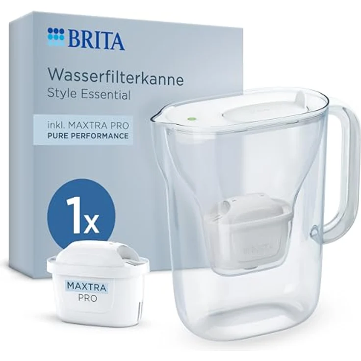 BRITA 140700 STYLE ESSENTIAL, Wasserfilter mit MAXTRA PRO Technologie, 1,4 L gefiltertes Wasser, weiß – Bild 1