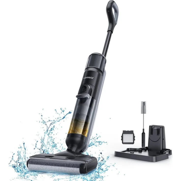 Laresar Bodenstaubsauger M3, Kabelloser Nass- und Trockensauger mit Wischfunktion, 13000Pa Saugleistung, 55 Min. Laufzeit, 230W, 74Wh Akku