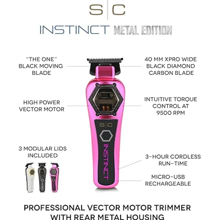 STYLECRAFT Professioneller Herren-Haarschneider Instinct Metal Trimmer, Dynamische Drehmomentsteuerung, 180 Min Autonomie, Verstellbare Klinge 0 Gap, Ganzmetall-Rückseite – Bild 3