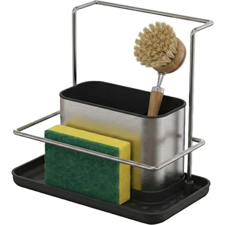 Relaxdays Spülbecken Organizer, Edelstahl-Spülset mit Abtropfschale & Schwammhalter, HBT: 19x21x12 cm, Silber: Tests, Infos & Preisvergleich
