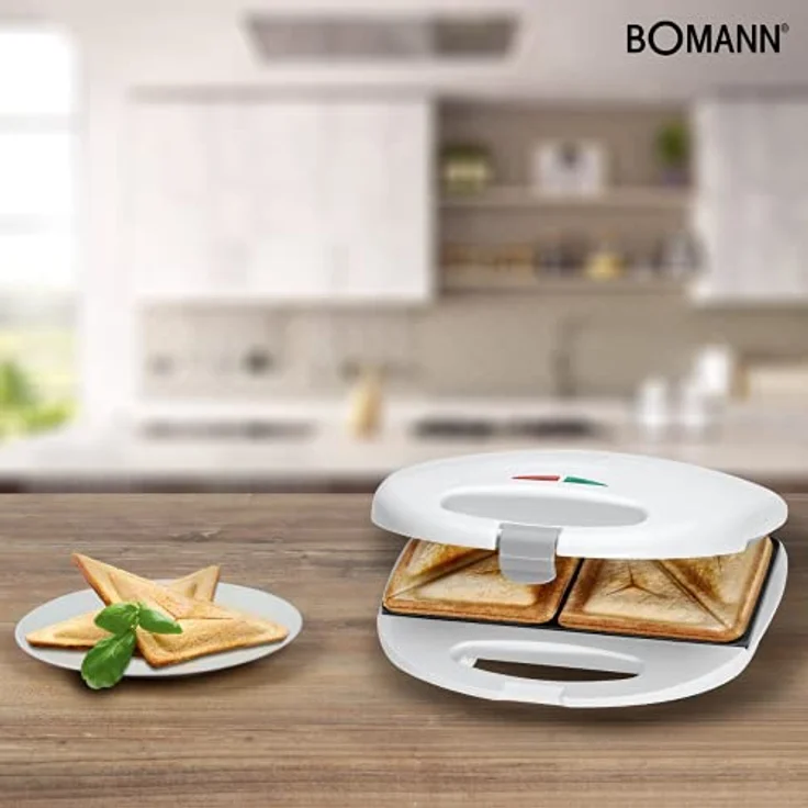 Bomann ST 5016 CB Sandwichtoaster, 3-eckige Sandwichplatten, automatischer Temperaturregler, mit 2 Kontrollleuchten, Antihaftbeschichtung, Überhitzungsschutz, weiß – Bild 5