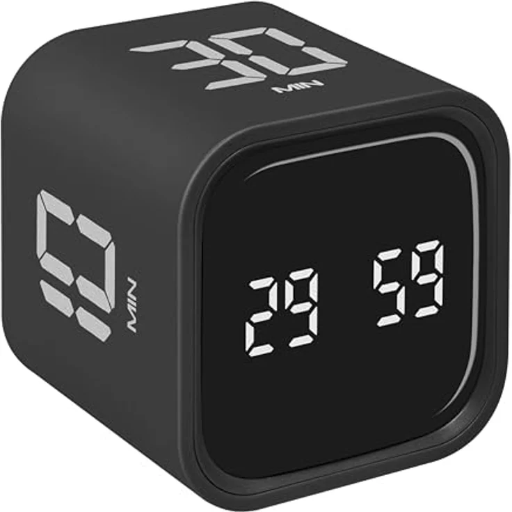 TFA Dostmann Würfel Timer Mini Cube 38.2061, vielseitiger digitaler Küchen-, Sport- und Bürotimer, schwarz, 5/10/30/60 Minuten einstellbar, inkl. Vibration- und Akustiksignal, Akku-betrieben – Bild 3