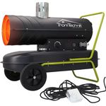Tronitechnik® Heizkanone Dieselheizgebläse Dieselheizer 20kW Diesel betriebener Heißluftgenerator Heizgerät Bauheizer Heizer mit 36l Tank, Überhitzungsschutz, mit Rädern und Thermostat