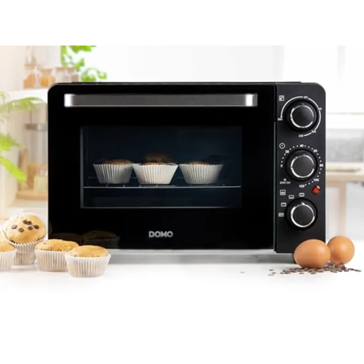 Domo Minibackofen "Bake & Snack" 20L, Tisch-Backofen mit Pizza-Funktion, 1300 Watt, Edelstahl-Griff, schwarz – Bild 5