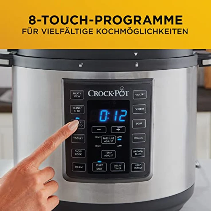 Crock Pot CSC051X 12-in-1 Programmierbarer Multikocher - Das Original aus den USA | Elektrischer Schnellkochtopf | Dampfgarer | Reiskocher | Schongarer | 5,7L | 1000W | Edelstahl – Bild 5