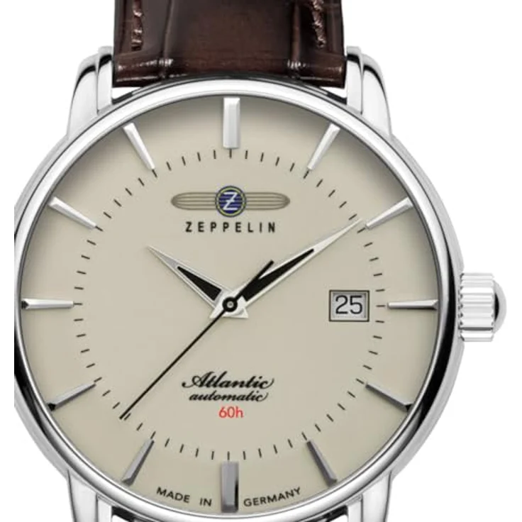 Zeppelin Herrenuhr Automatik Atlantic Braun/Beige 8460-5, Lederarmband, Edelstahlgehäuse, creme Zifferblatt – Bild 3
