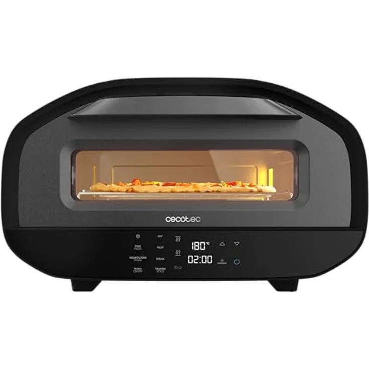 Cecotec Pizza&Co Tifosi, Elektrischer Pizzaofen mit Sichtfenster, 1700W, 12L Kapazität, digitale Steuerung, 8 Funktionen, Temperatur 80°C - 430°C, Innenbeleuchtung