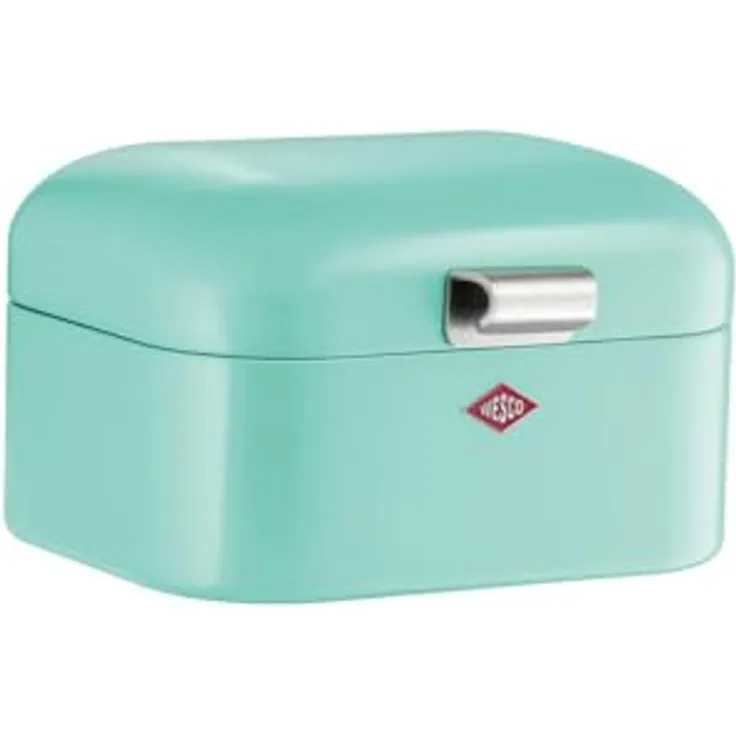 WESCO Mini Grandy Brotkasten, mint grün, pulverbeschichtetes Stahlblech, Lüftungslöcher und stabiler Handgriff