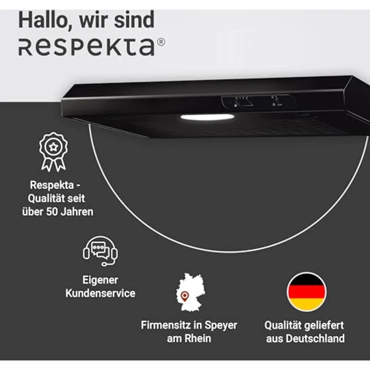 respekta Dunstabzugshaube Unterbauhaube Abzugshaube Unterbau 60 cm schwarz – Bild 8