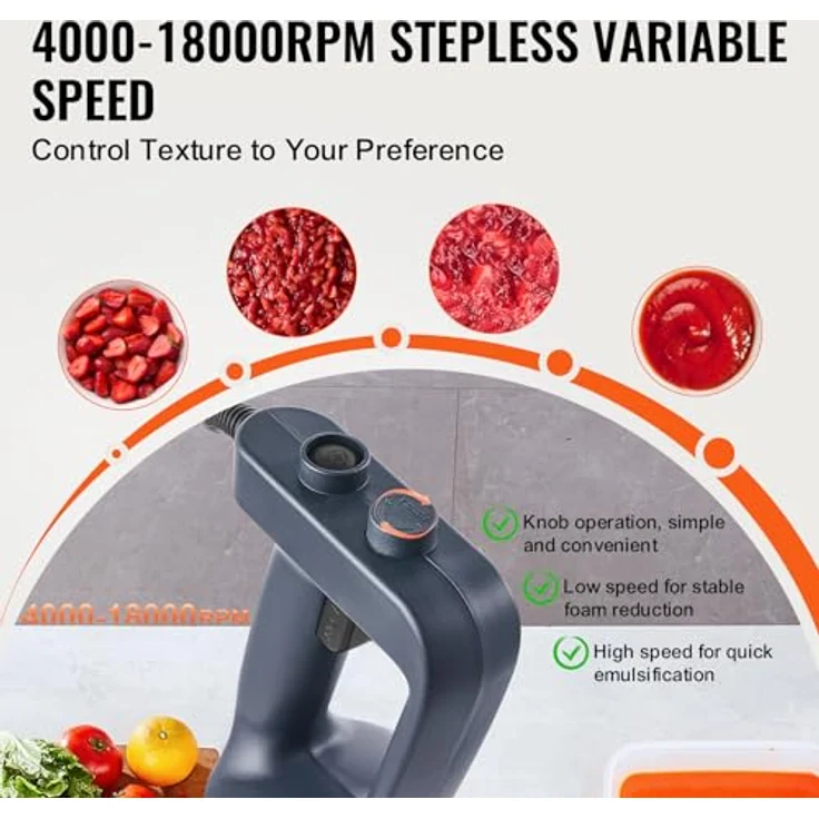 VEVOR Kommerzieller Stabmixer, 500 W Hochleistungs-Handmixer mit 16 Zoll Edelstahlklinge und variabler Geschwindigkeit, tragbarer Mixer für Suppen und Saucen – Bild 3
