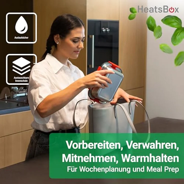 Faitron HeatsBox Go, Elektrische Lunchbox mit Akku und App-Bedienung, Auslaufsichere Edelstahl-Innenschale, Warmhaltebox für Essen, 100 Watt – Bild 5