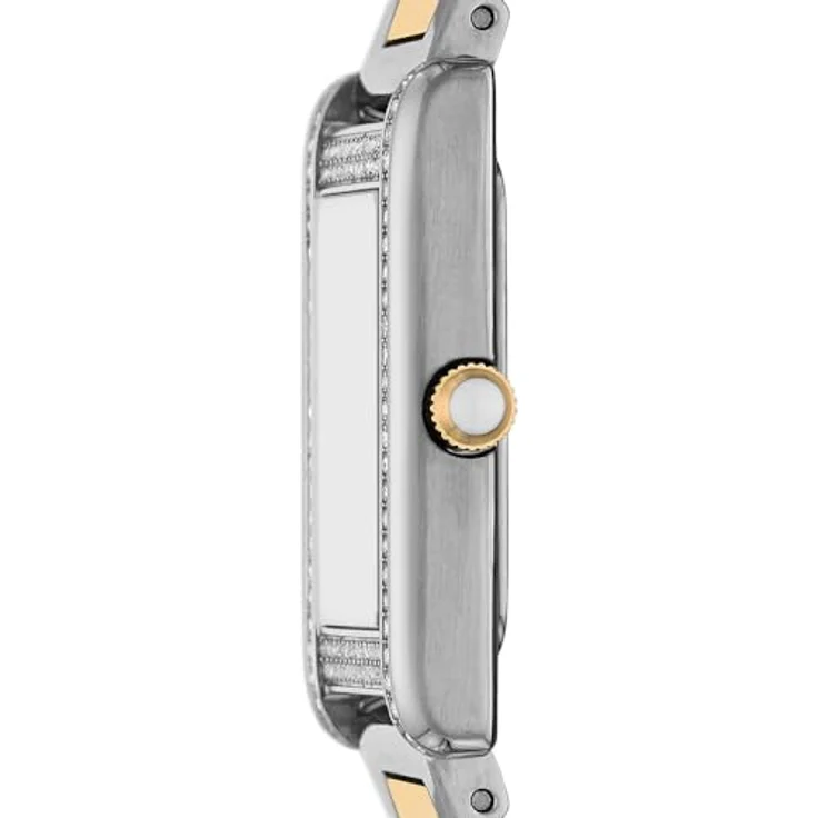 Emporio Armani Damen Analog Quarz Uhr mit Edelstahl Armband AR11642, rechteckiges Gehäuse, weißes Perlmuttzifferblatt – Bild 3