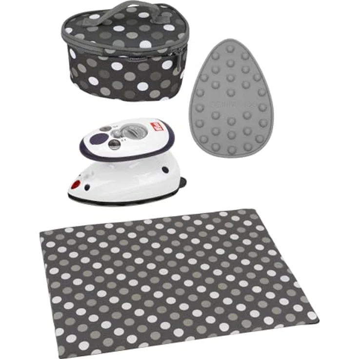 Semplix Bügelset 4-teilig mit Prym Mini-Dampfbügeleisen, inkl. Bügelunterlage, Silikonablage & Reisetasche, für Nähen, Quilten & Patchwork, grau – Bild 1