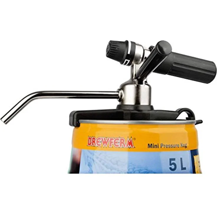 ich-zapfe Bierfass Adapter, Bierzapfgerät für 5 Liter Fässer CO2, regulierbare Zapfmenge und Kohlensäurezufuhr, mit 16 g CO2-Kartusche – Bild 2