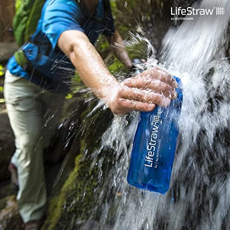 LifeStraw Go 2 Nachfüllbare Wasserflasche mit Eingebautem (2-Stufig) Blue Filter, Blau, M – Bild 2