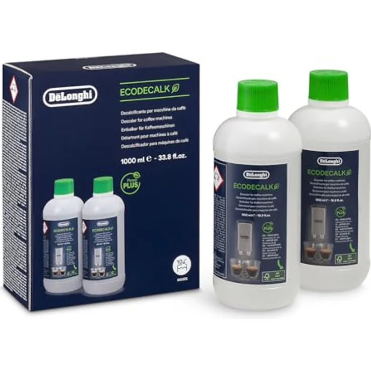 De'Longhi Original EcoDecalk DLSC502 Entkalker für Kaffeemaschinen, 2x500ml, natürliche Rohstoffe, für 10 Entkalkungsvorgänge, Weiß – Bild 1