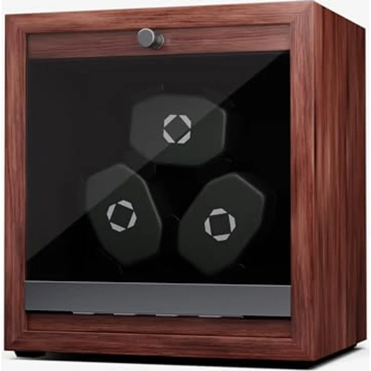 Klarstein Brienz 3 Uhrenbeweger, 4 Rotationsmodi, Holz-Optik, blaue Innenbeleuchtung, USB-betrieben – Bild 1